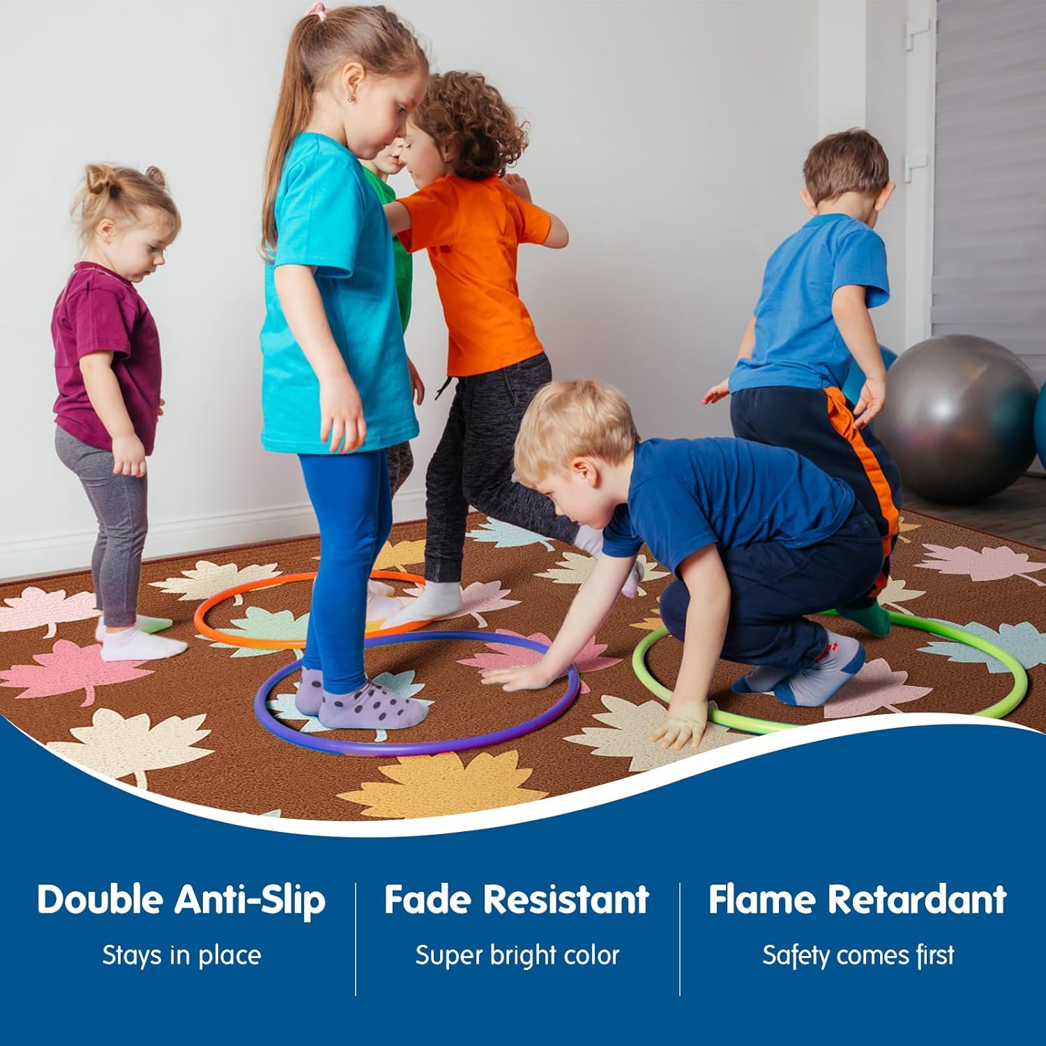 Brown Leaf Classroom Educational Rug