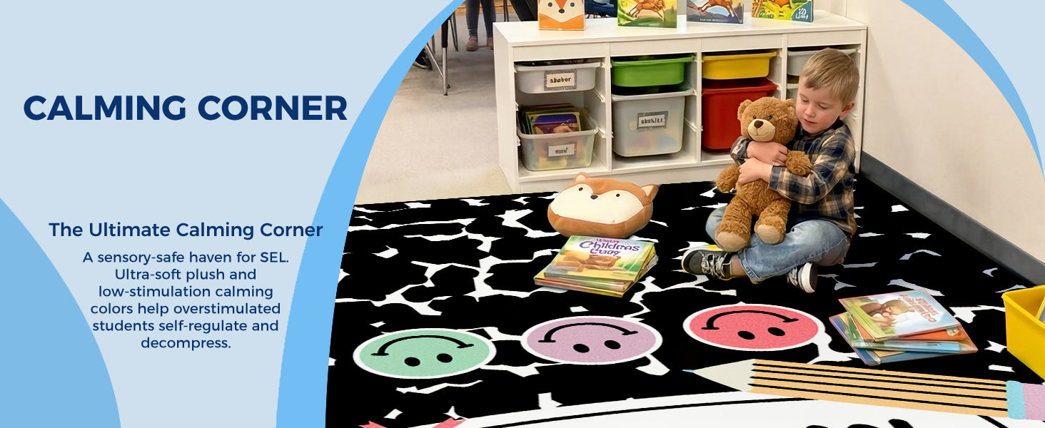 Cow Print Reading Classroom Rug classroom rug scene image 8