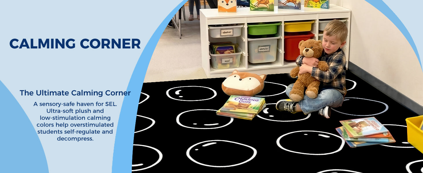 Black Bubble Classroom Rug classroom rug scene image 8