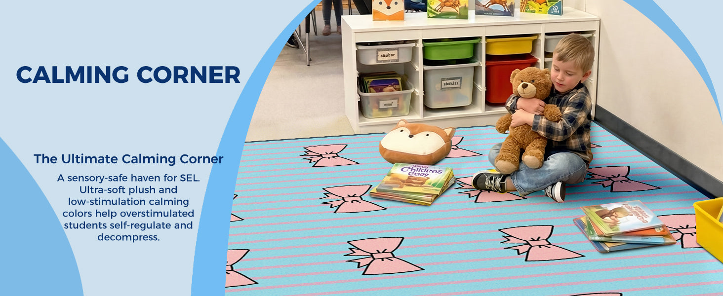 Pastel Bow Classroom Rug classroom rug scene image 9
