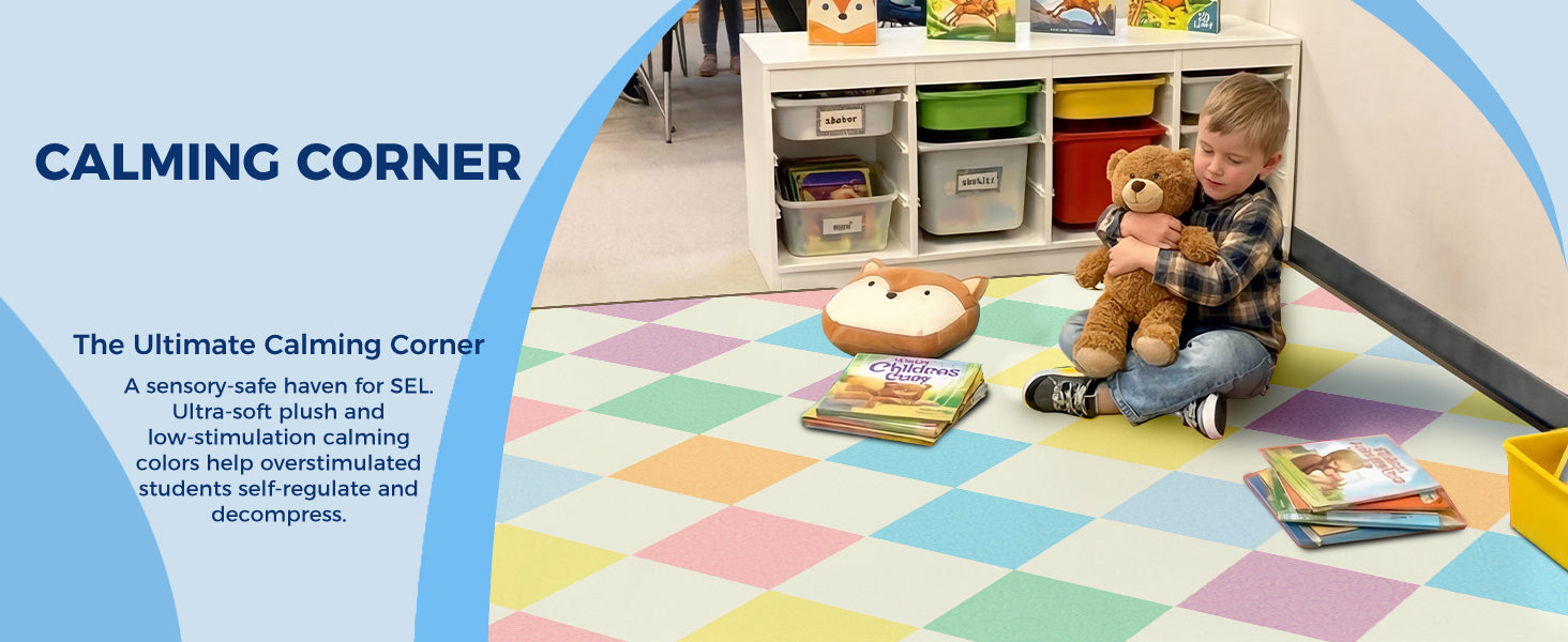 Pastel Diamond Classroom Rug classroom rug scene image 9
