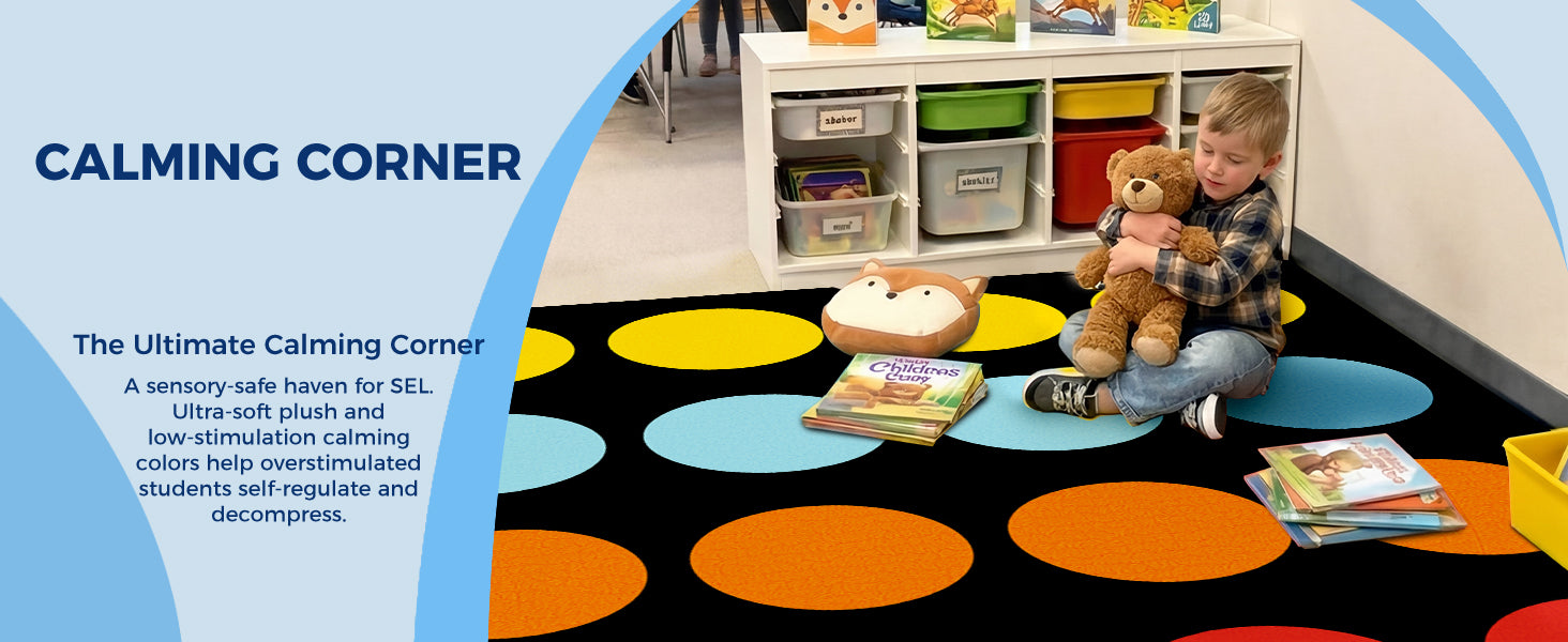 Multi-Color Circles Classroom Seating Rug classroom rug scene image 9