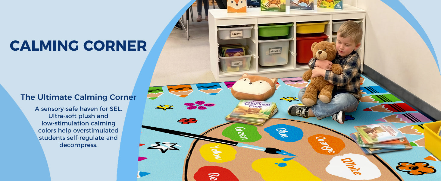 Colorful Crayons Classroom Rug classroom rug scene image 9