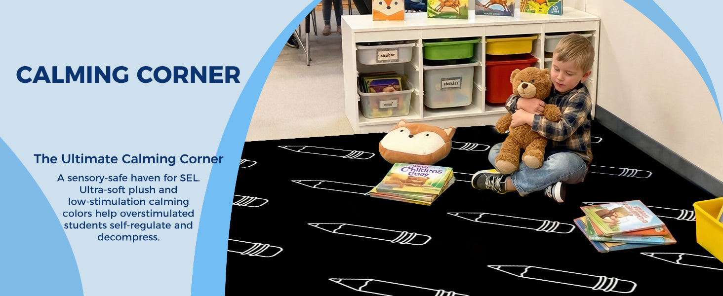 Black and White Pencil Classroom Rug classroom rug scene image 9