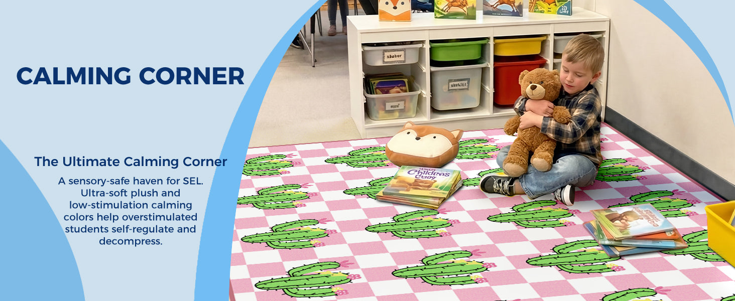 Pink Cactus Classroom Rug classroom rug scene image 9