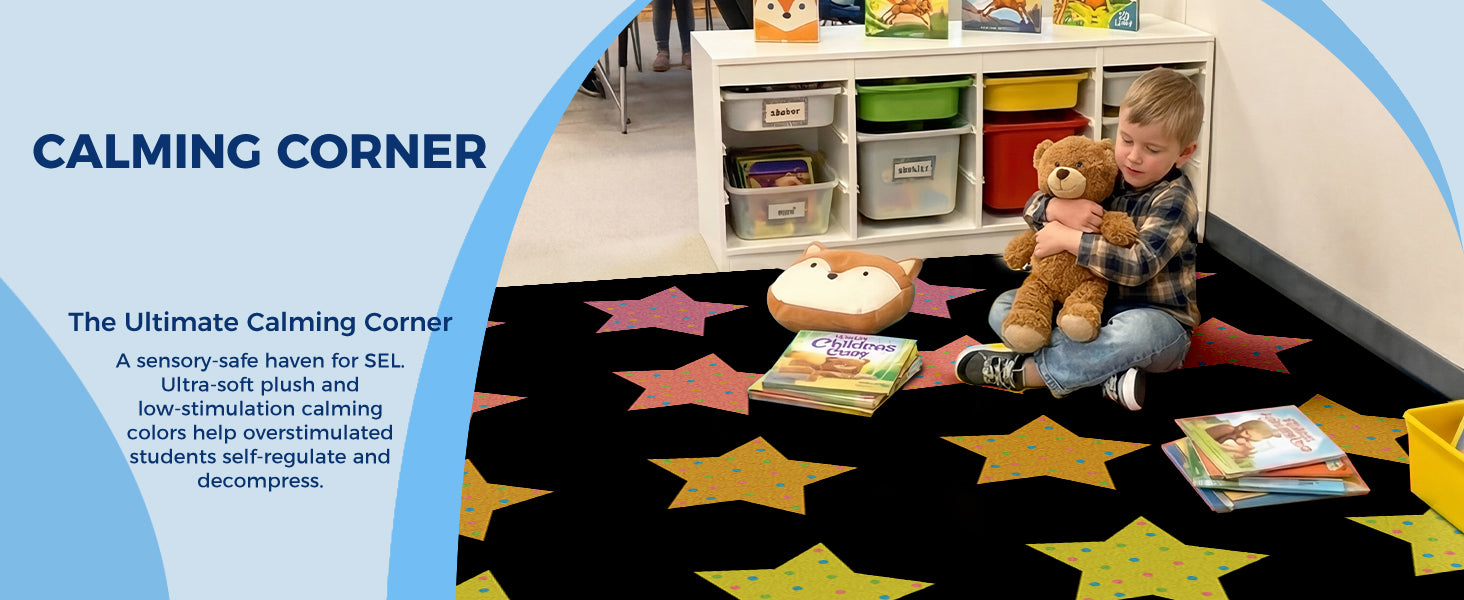 Colorful Star Classroom Rug classroom rug scene image 8