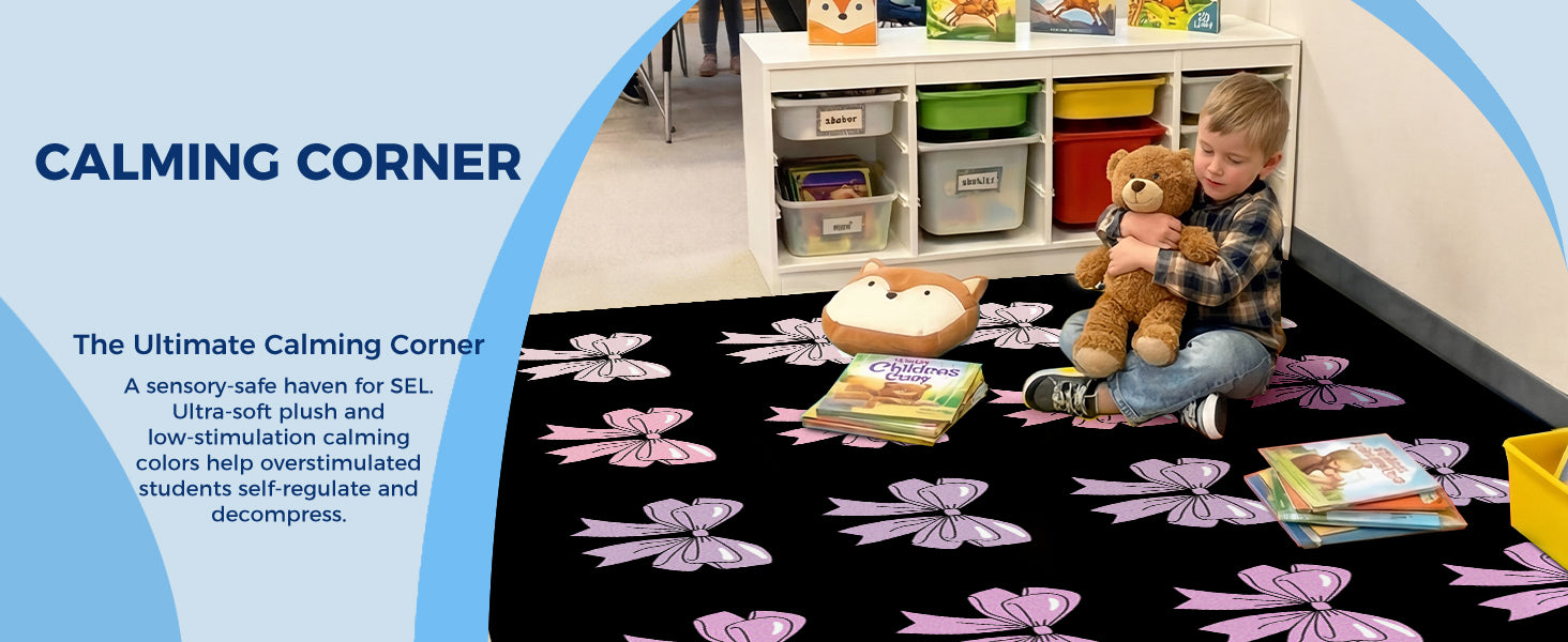Pink Bow Classroom Rug classroom rug scene image 9
