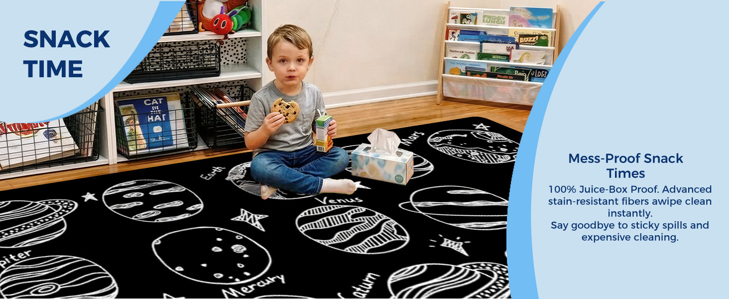 Black & White Planet Classroom Rug classroom rug scene image 10