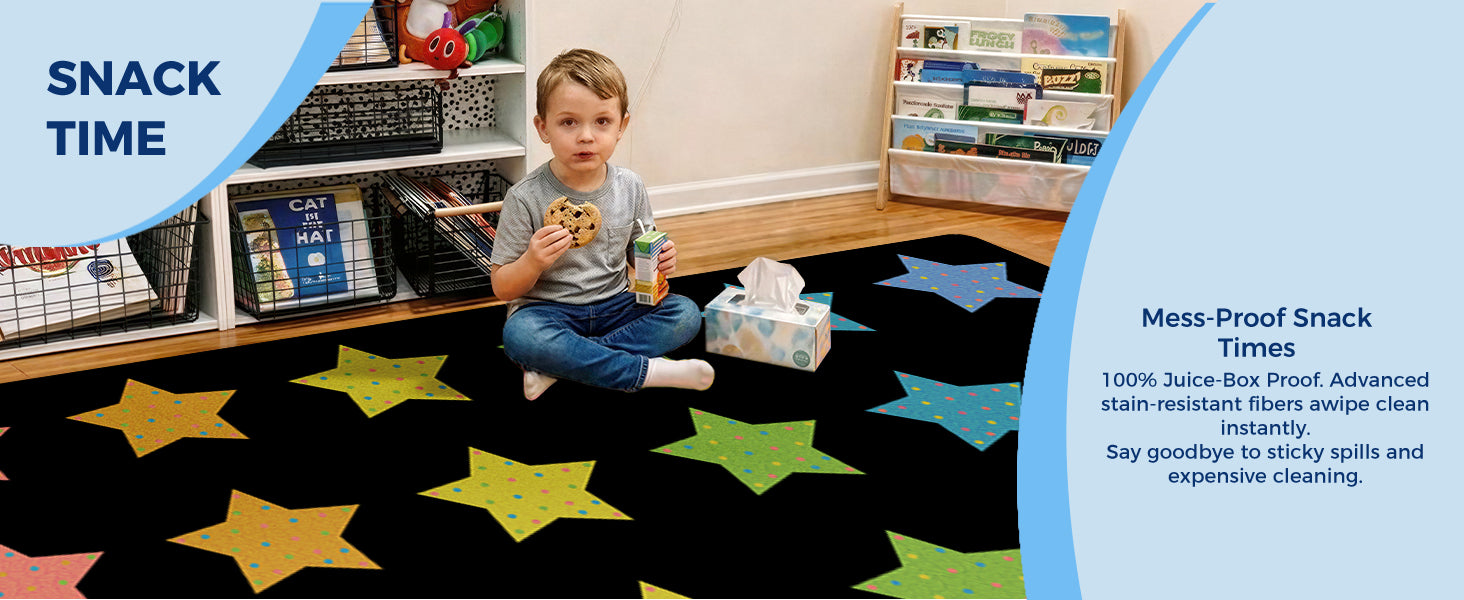 Colorful Star Classroom Rug classroom rug scene image 9