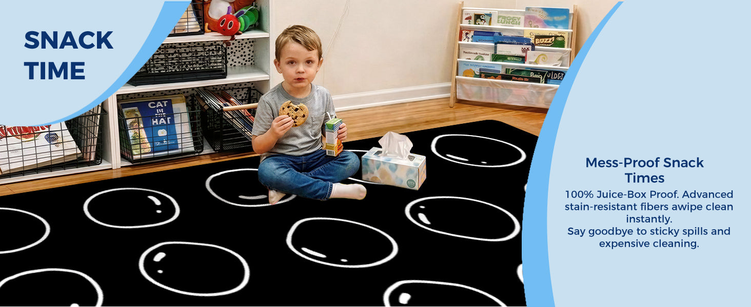 Black Bubble Classroom Rug classroom rug scene image 9