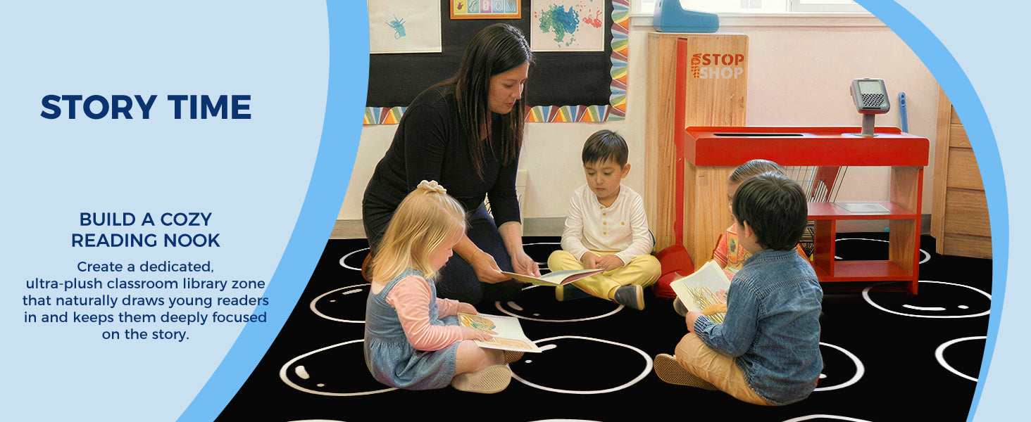 Black Bubble Classroom Rug classroom rug scene image 10
