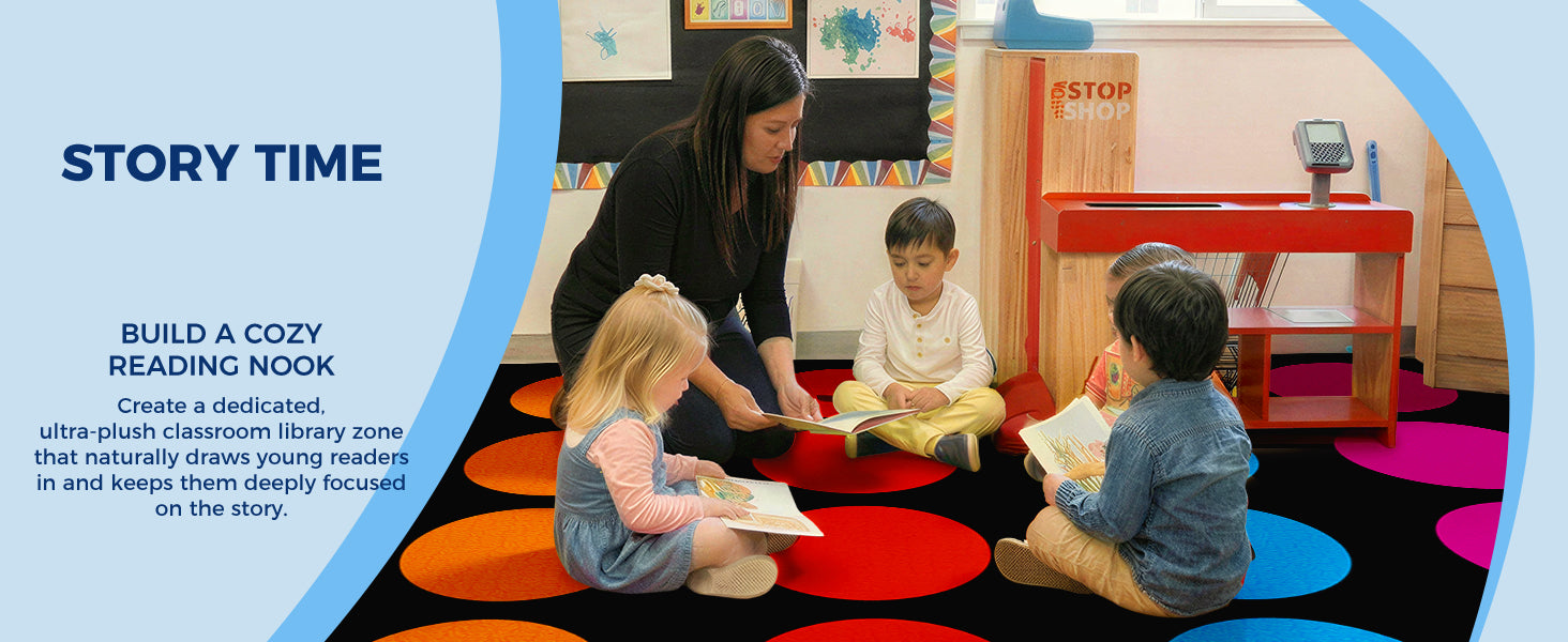 Multi-Color Circles Classroom Seating Rug classroom rug scene image 11