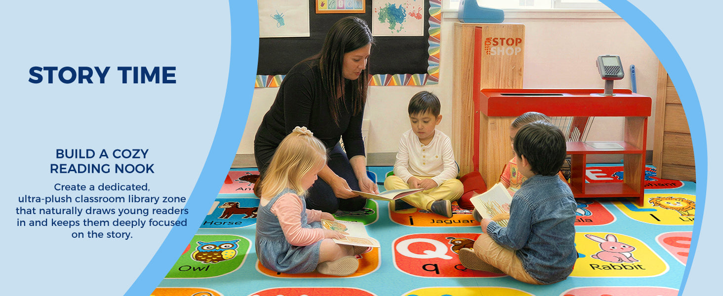 Color Block Animal Alphabet Classroom Rug classroom rug scene image 11