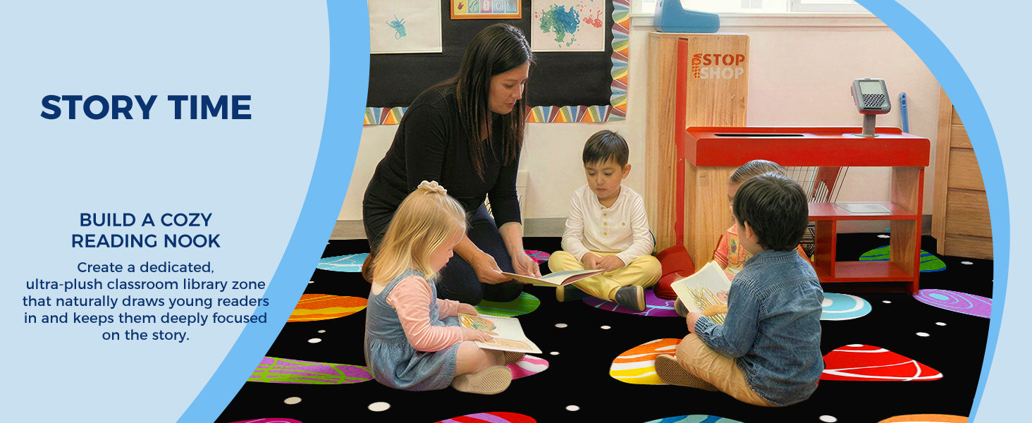 Colorful Pebble Classroom Rug classroom rug scene image 11