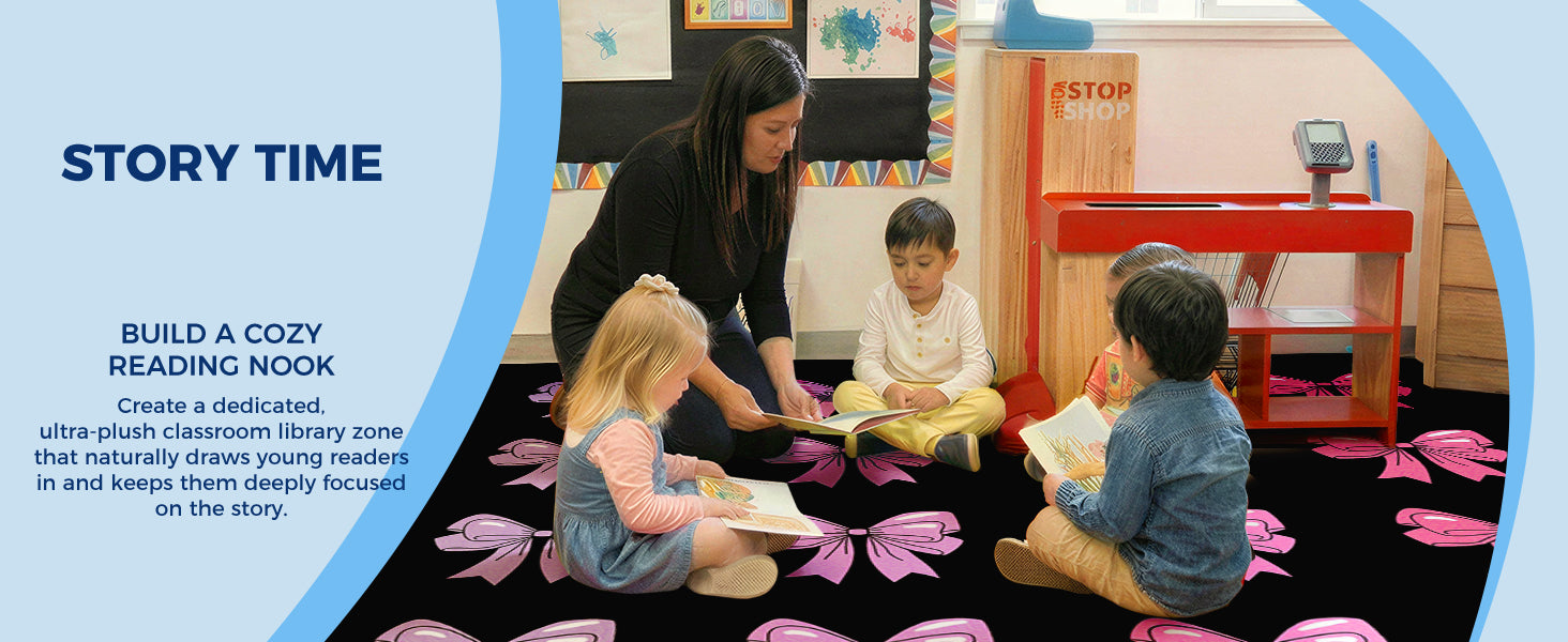 Pink Bow Classroom Rug classroom rug scene image 11