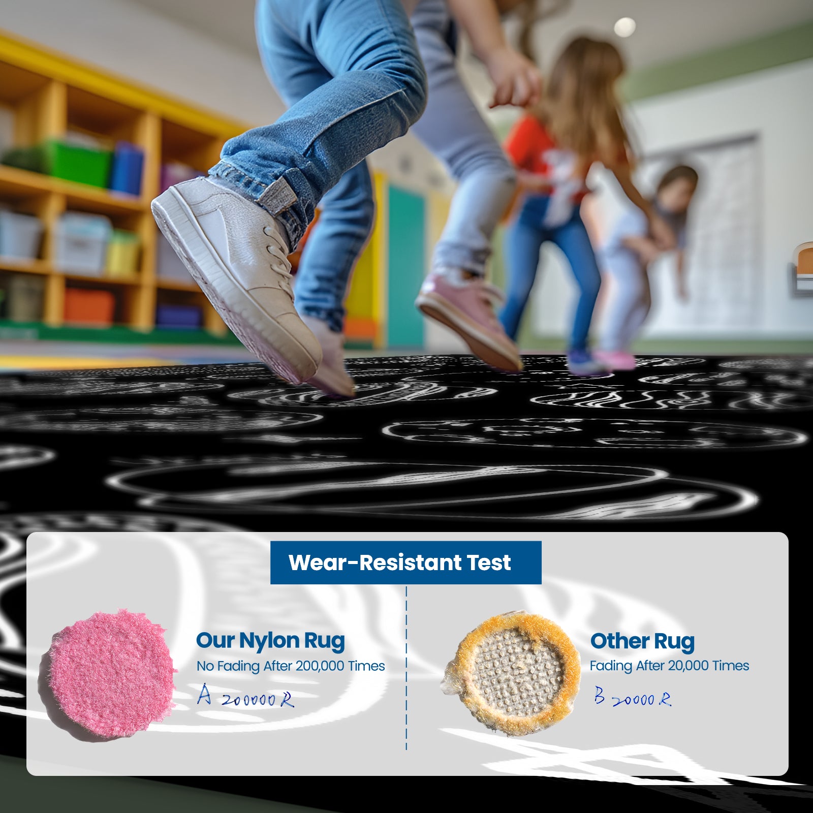 Classroom Rug Fade-Resistant Black & White Planet
