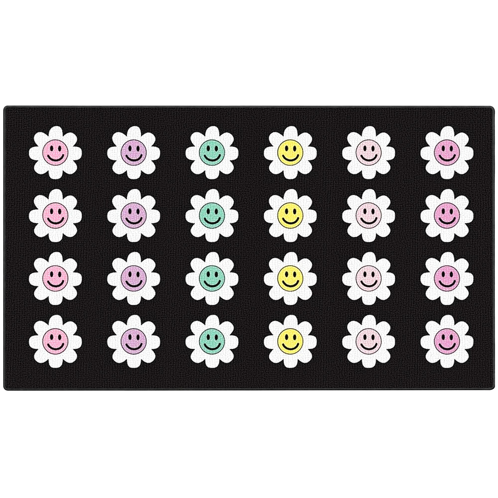 Pastel Flower Smileys Classroom Rug