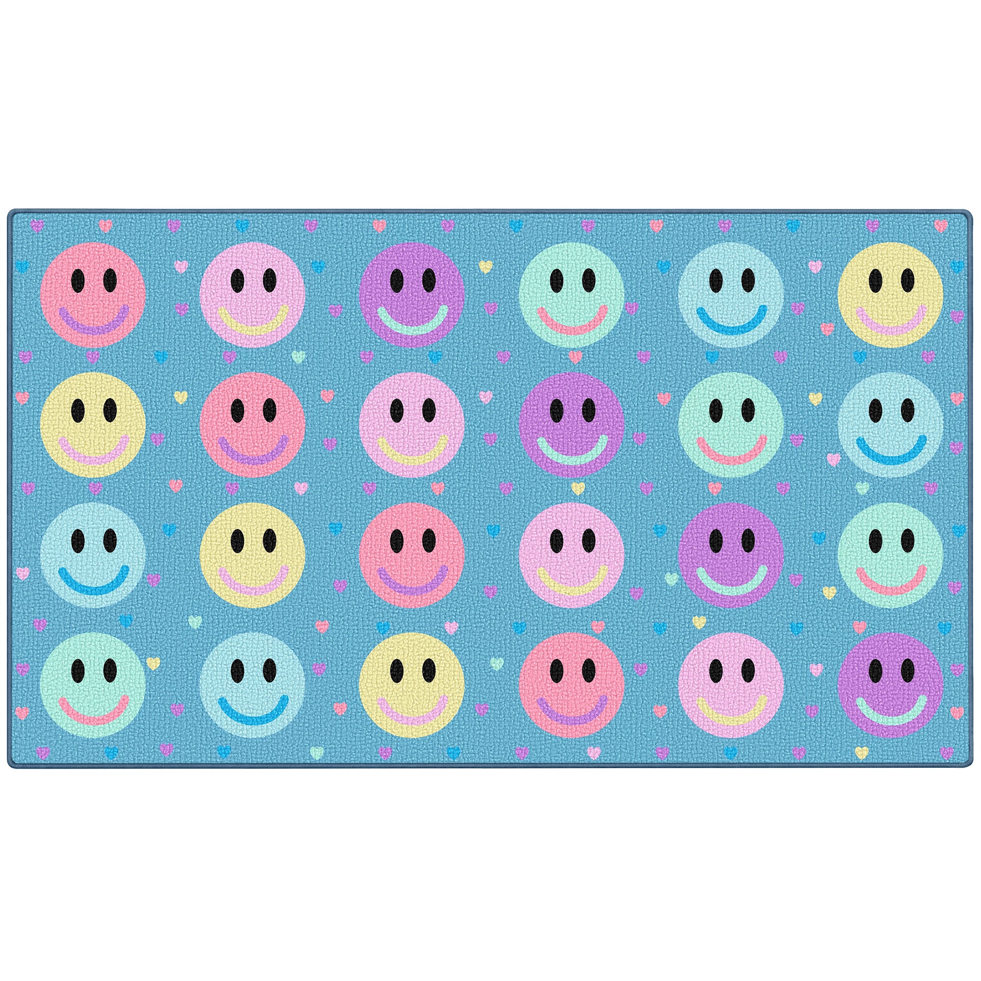 Blue Pastel Smileys Classroom Seating Rug
