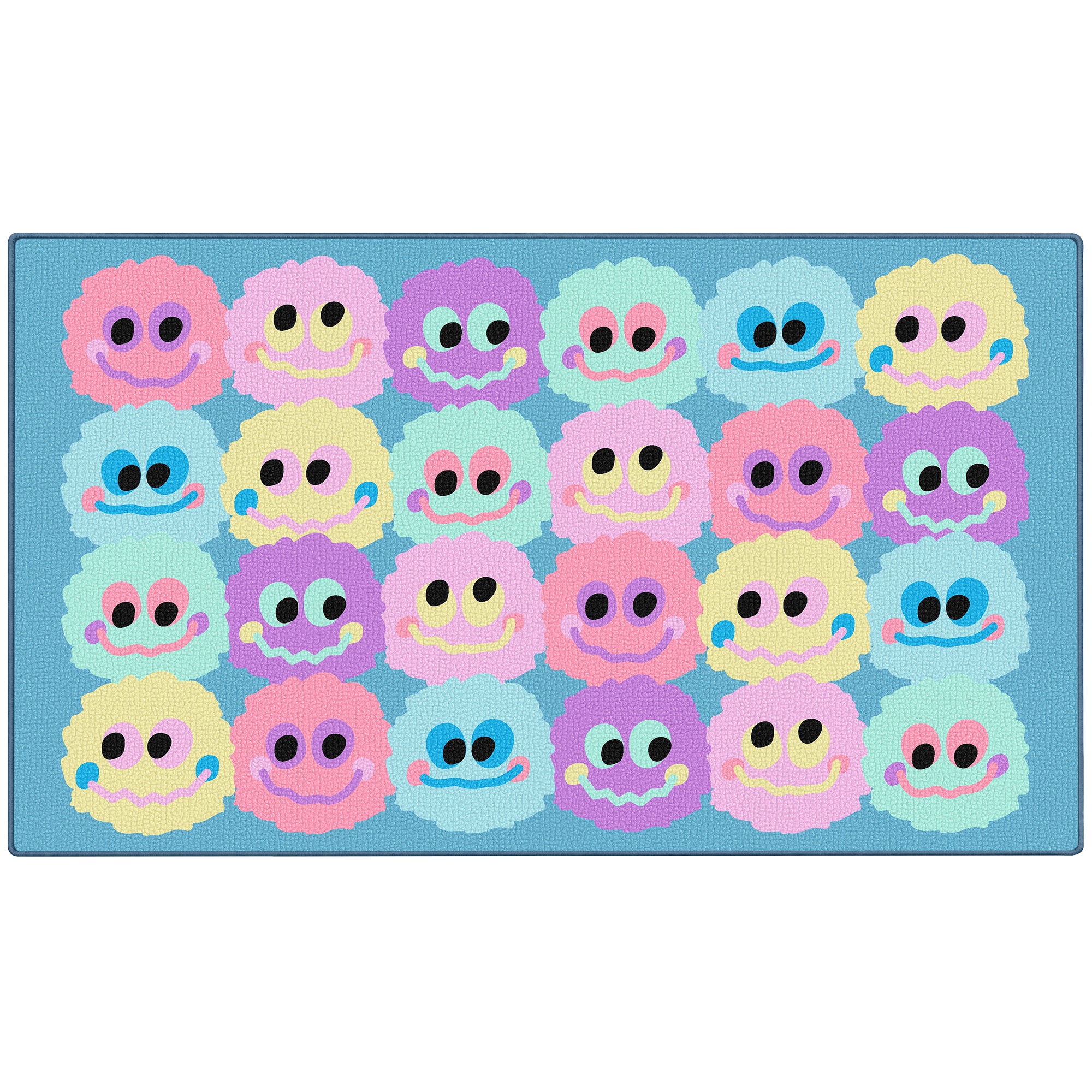 Pastel Plush Smileys Classroom Rug