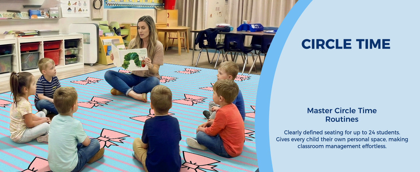 Pastel Bow Classroom Rug classroom rug scene image 8