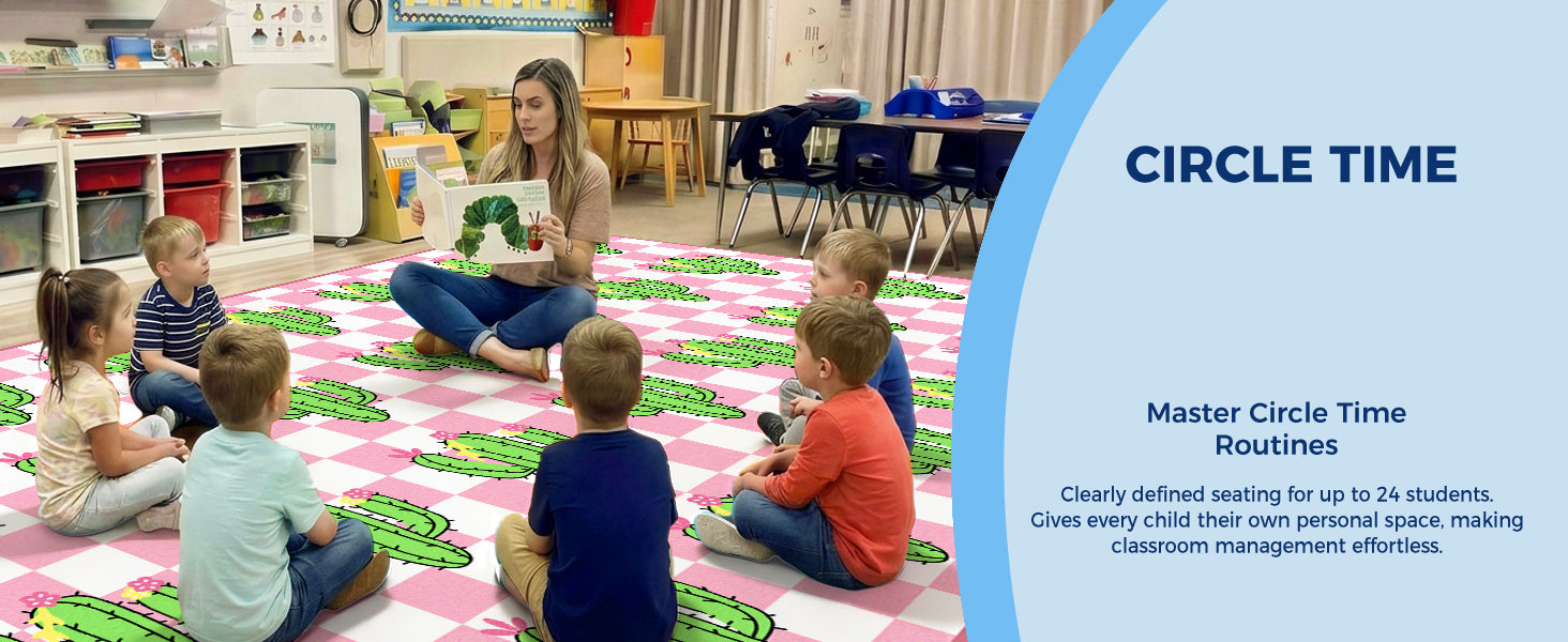 Pink Cactus Classroom Rug classroom rug scene image 8