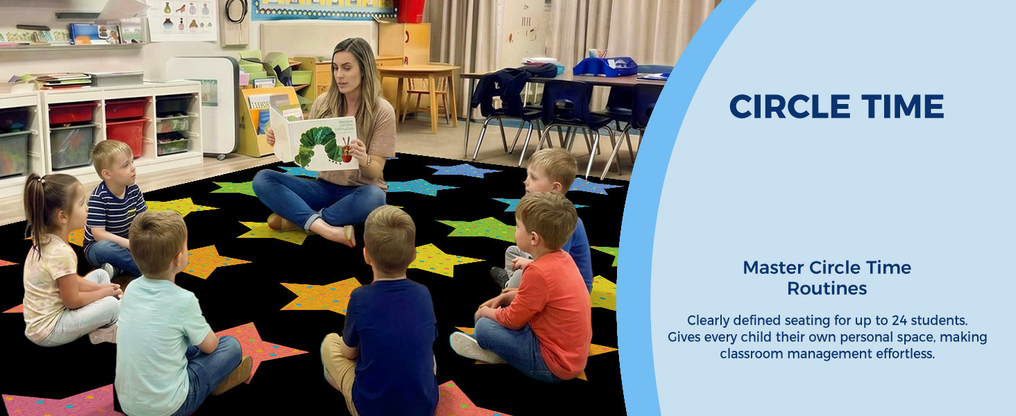 Colorful Star Classroom Rug classroom rug scene image 11