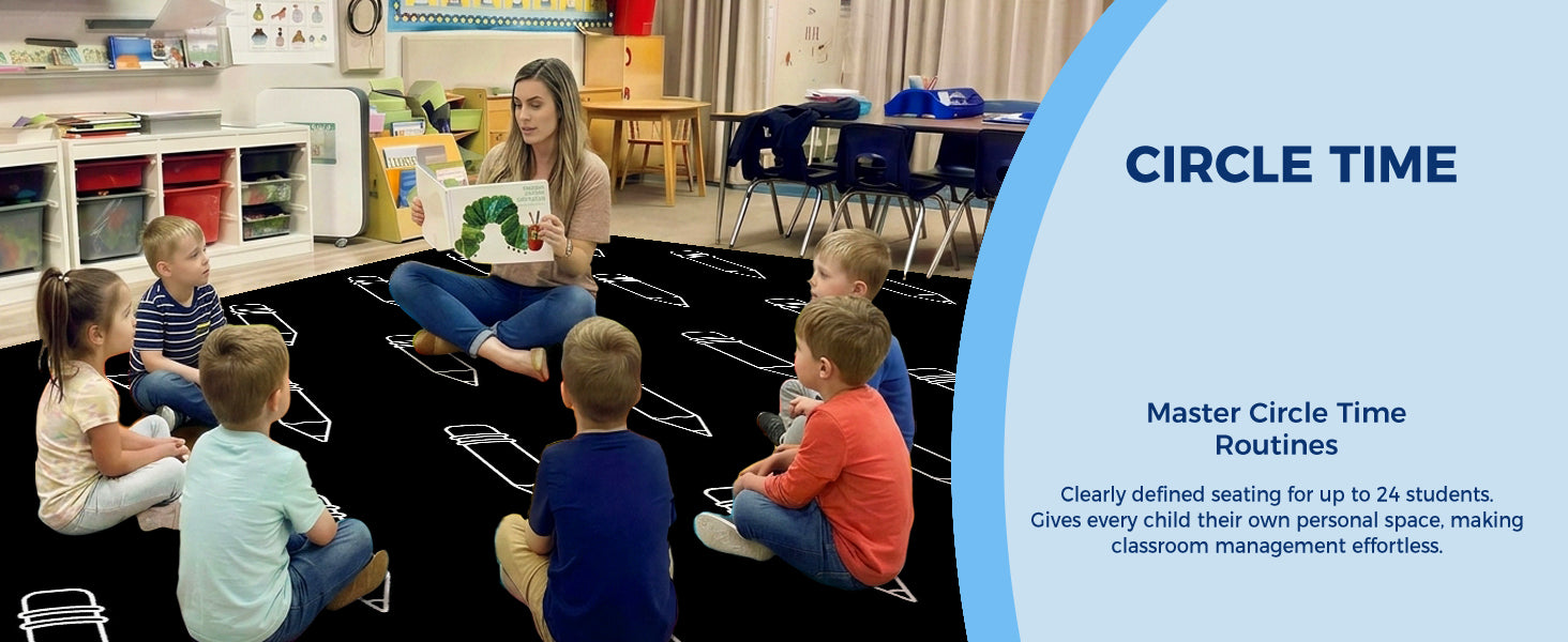 Black and White Pencil Classroom Rug classroom rug scene image 8