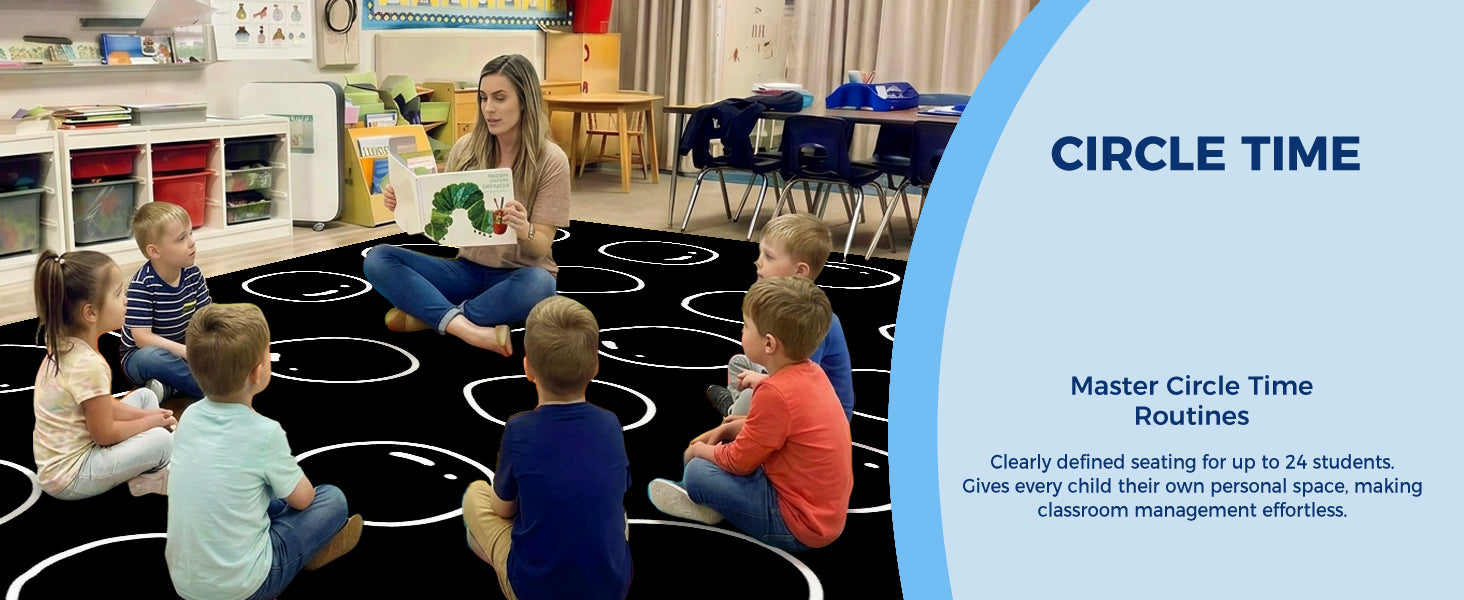 Black Bubble Classroom Rug classroom rug scene image 11