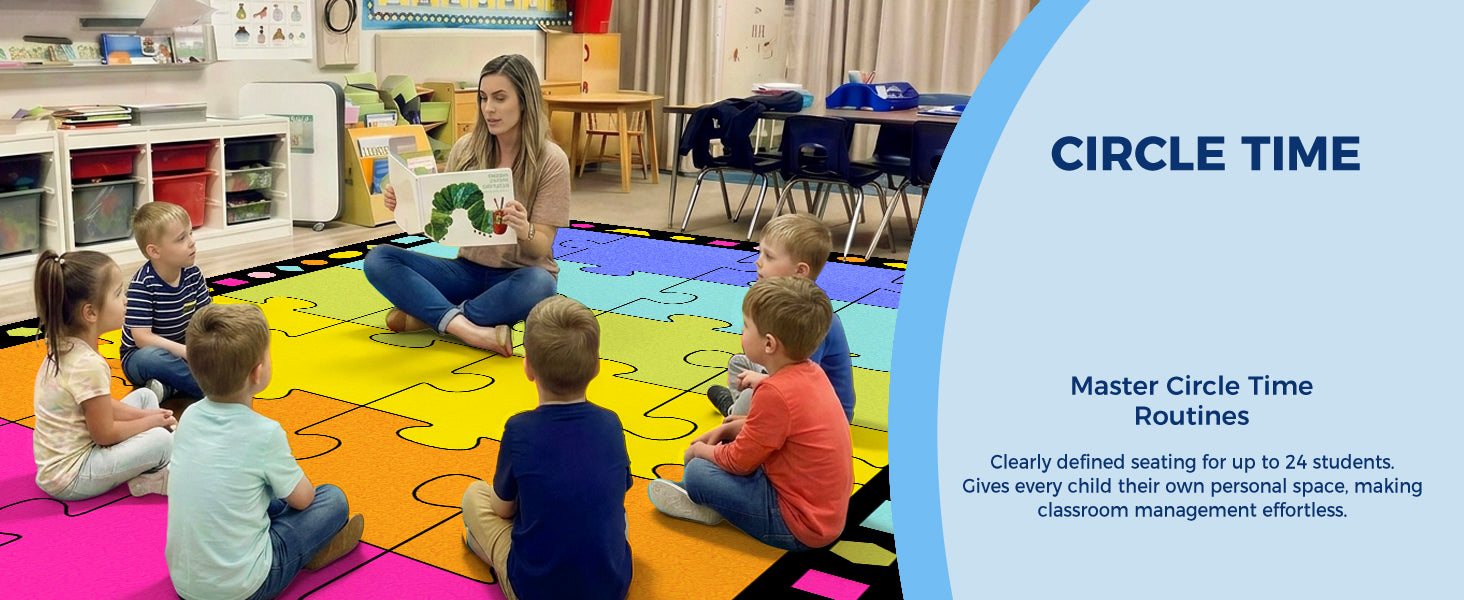 Colorful Puzzle Classroom Seating Rug classroom rug scene image 8