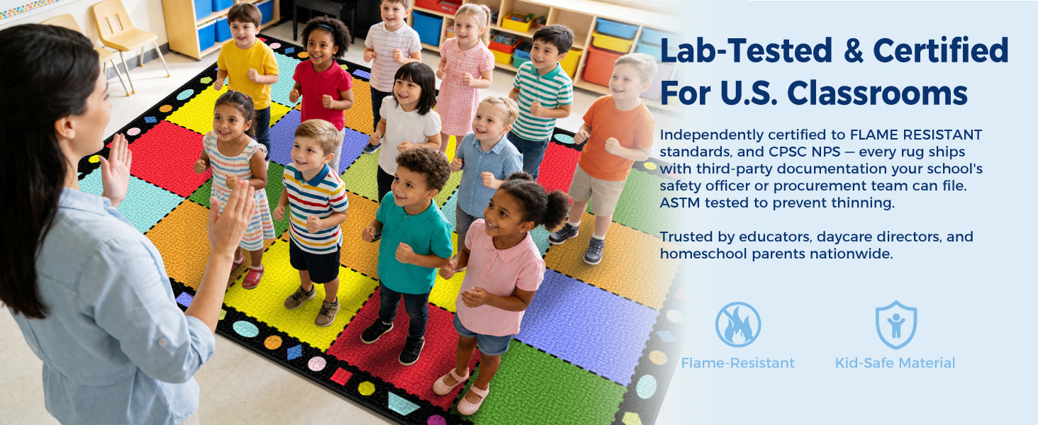 20-Seat Color Block Classroom Rug classroom rug scene image 4