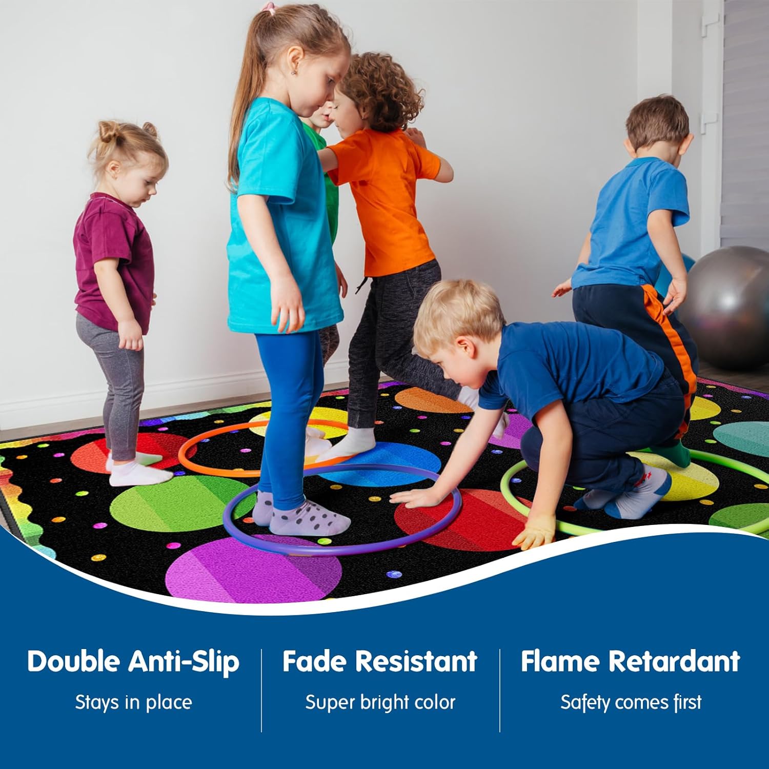 Colorful Gradient Solid Circle Classroom Rug