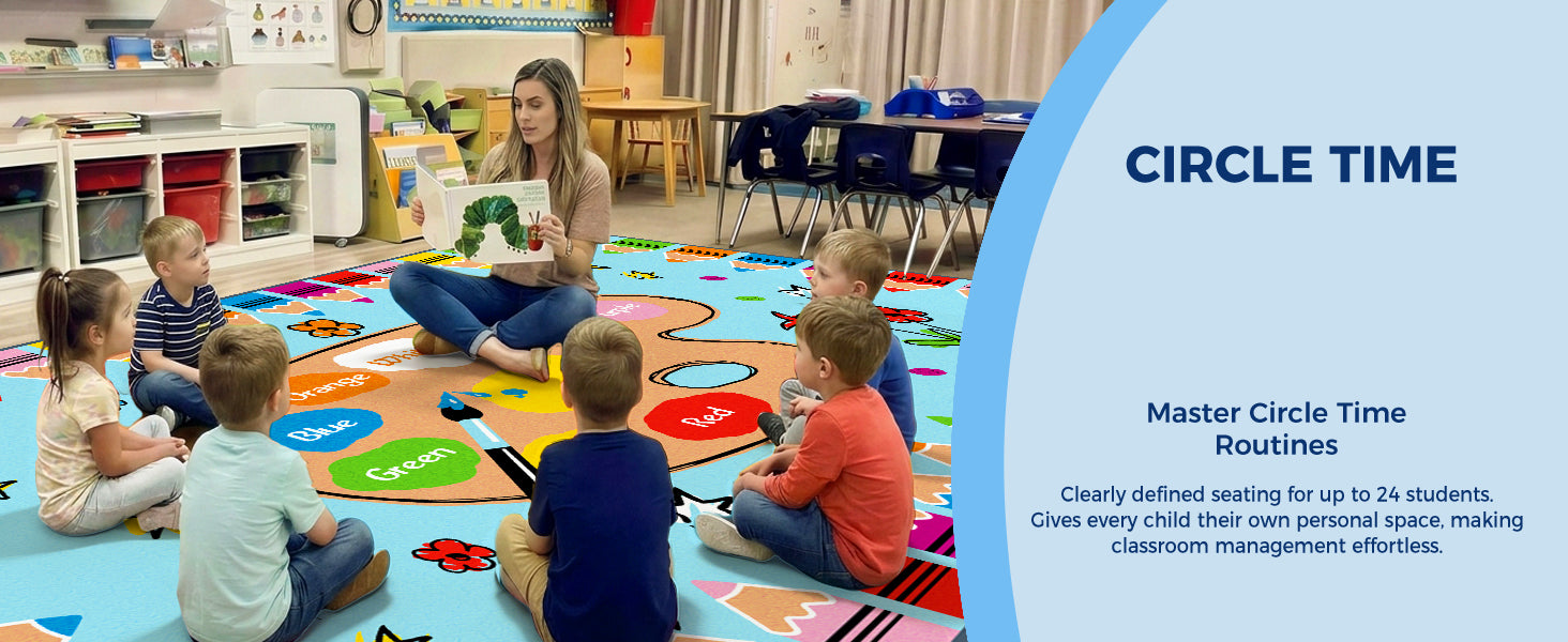 Colorful Crayons Classroom Rug classroom rug scene image 8