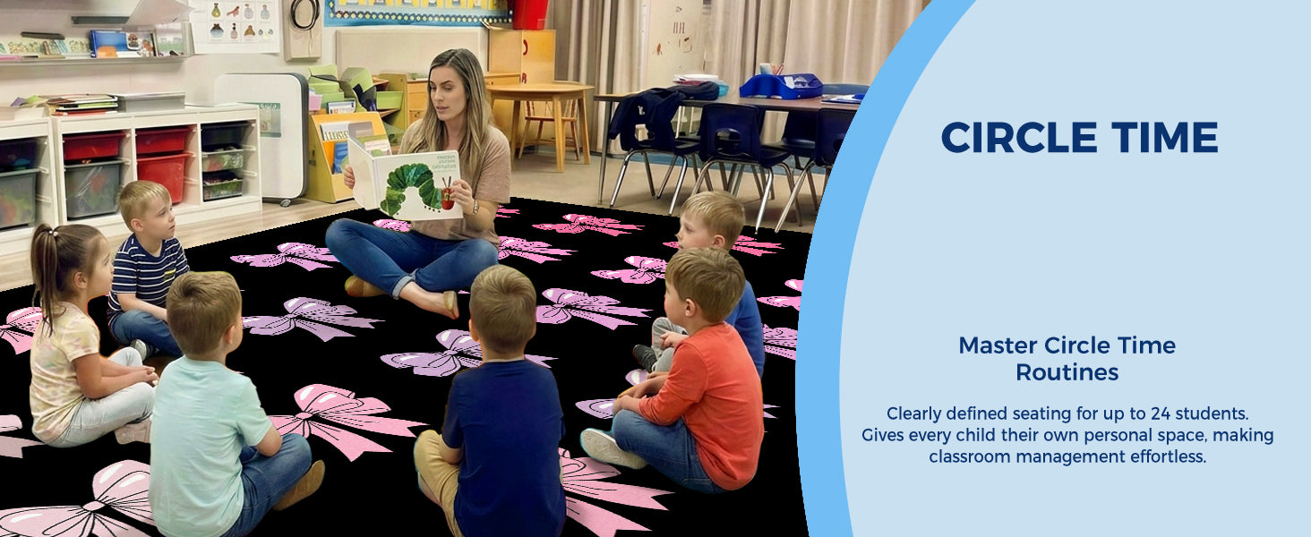Pink Bow Classroom Rug classroom rug scene image 8