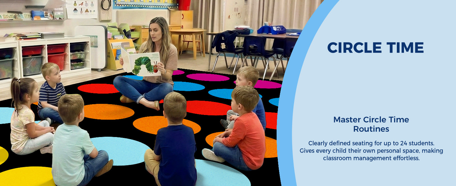 Multi-Color Circles Classroom Seating Rug classroom rug scene image 8