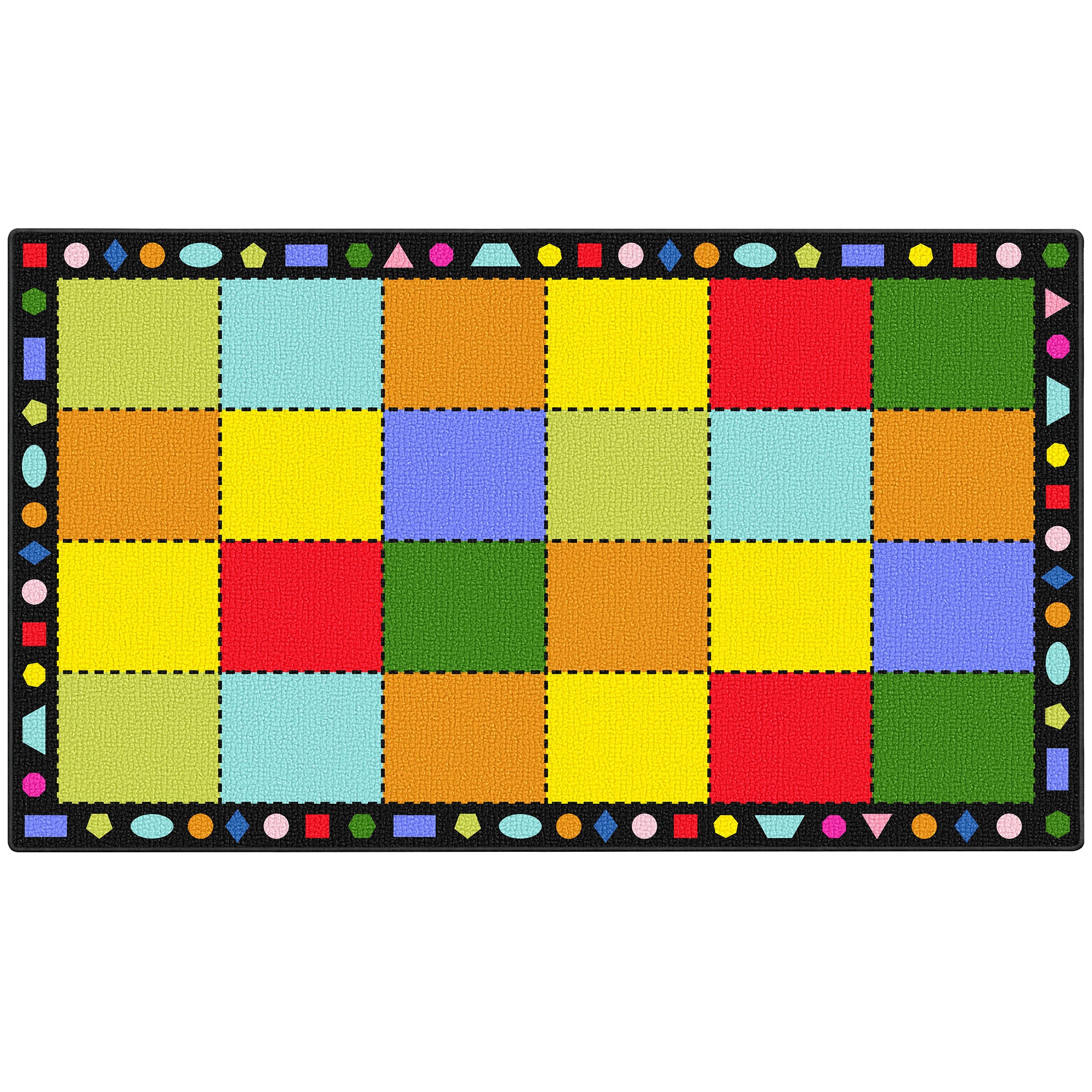 Multicolor Grid Classroom Seating Rug