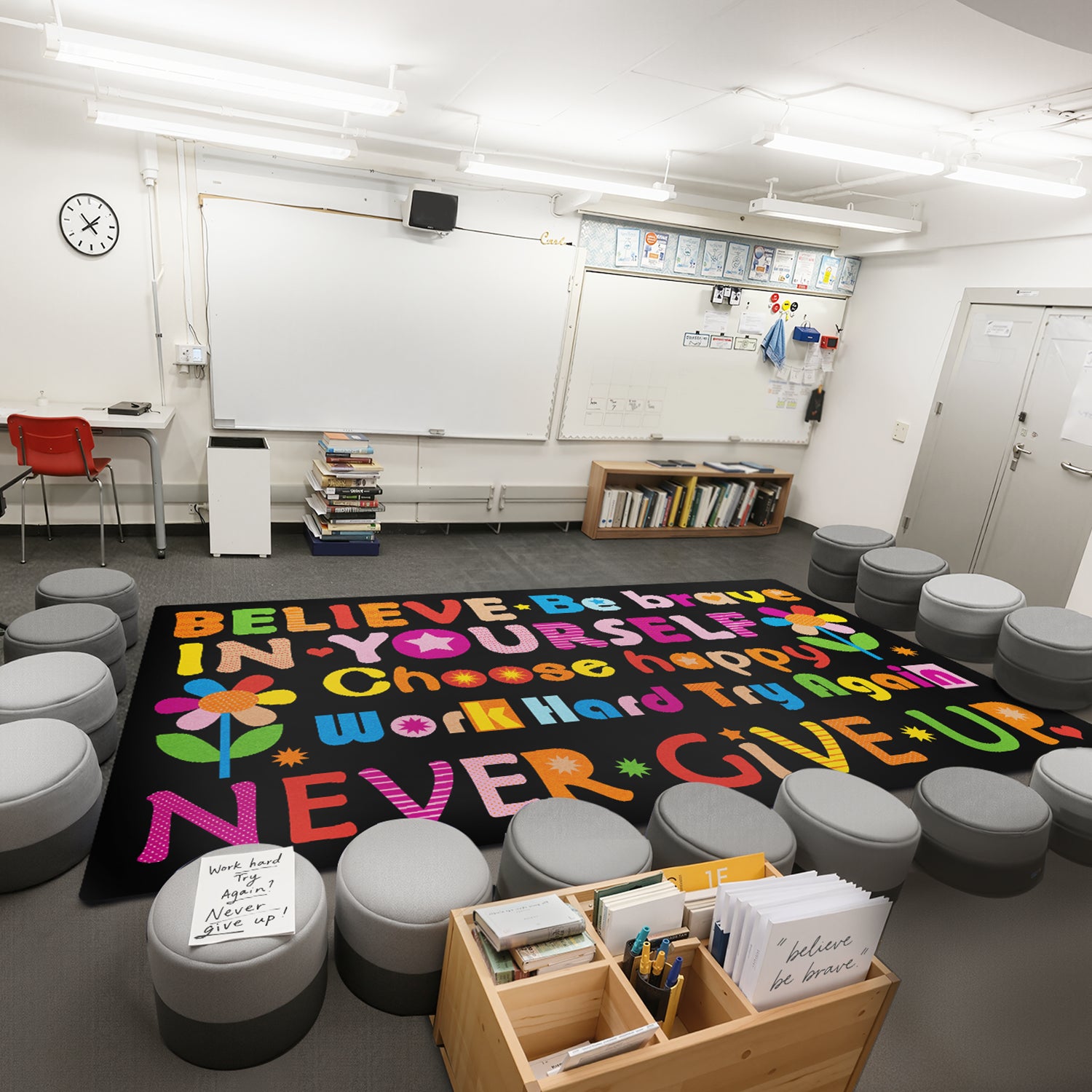 Classroom Rug Stain Resistance Encouraging Phrases By Booooom Jackson