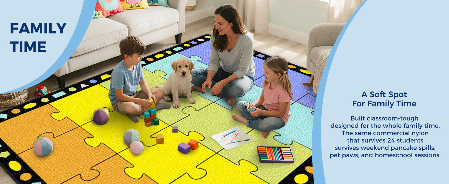 20-Seat Five-Color Puzzle Classroom Rug classroom rug scene image 5