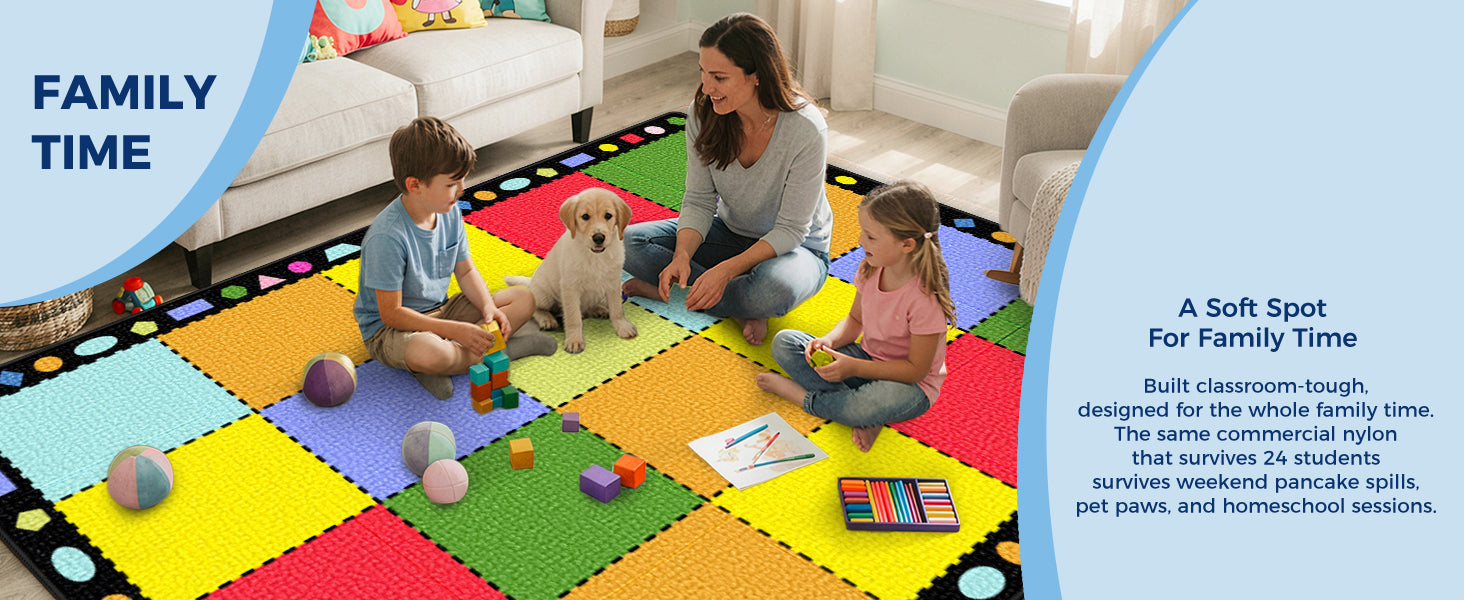 20-Seat Color Block Classroom Rug classroom rug scene image 5