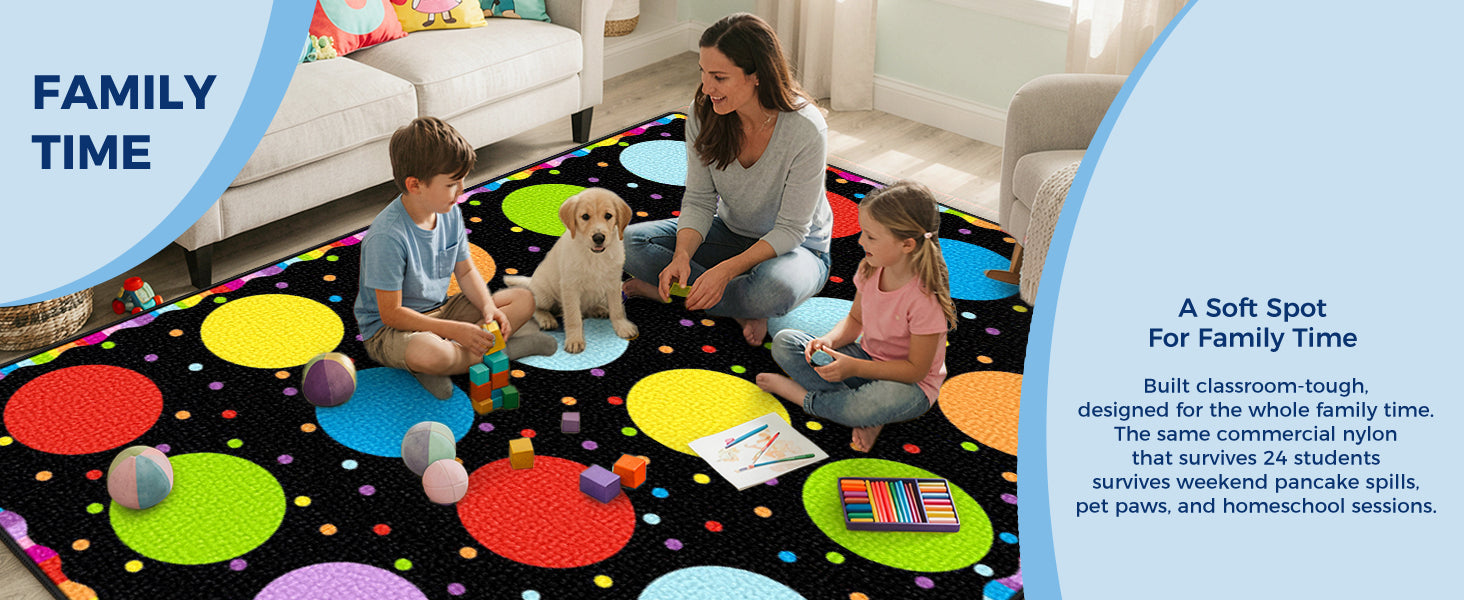 20-Seat Confetti Dot Classroom Rug classroom rug scene image 5