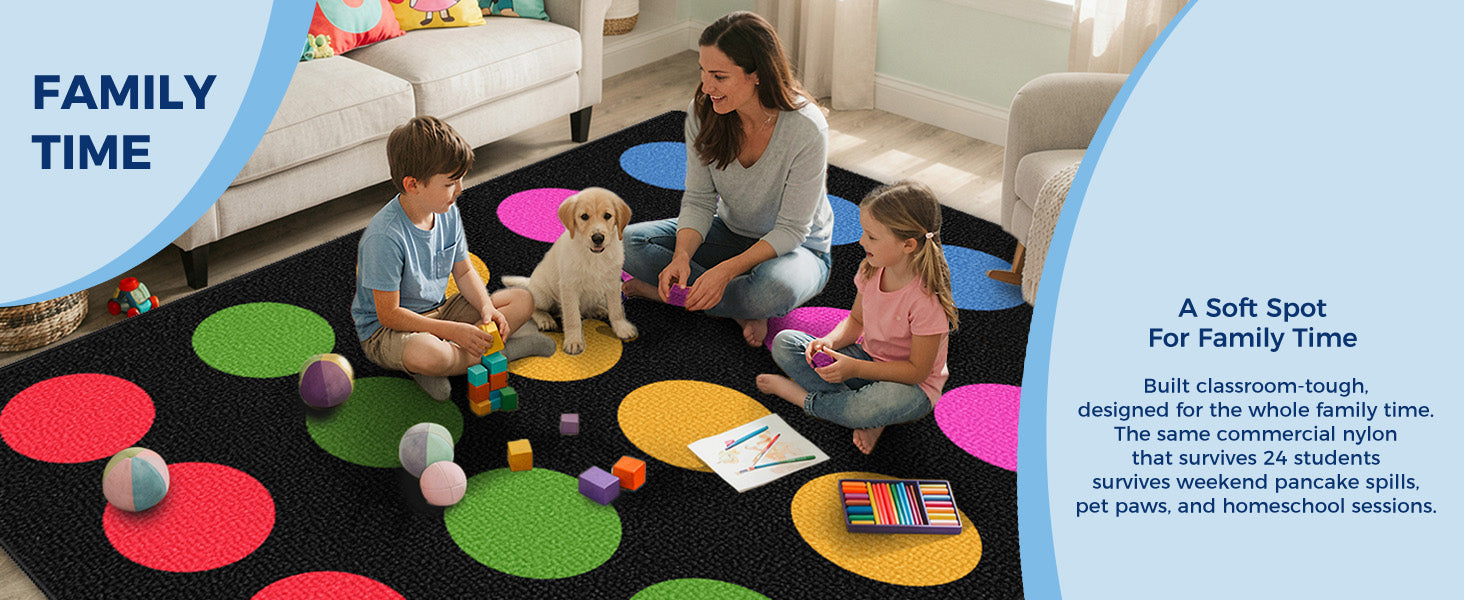 20-Seat Color Dot Classroom Rug classroom rug scene image 5
