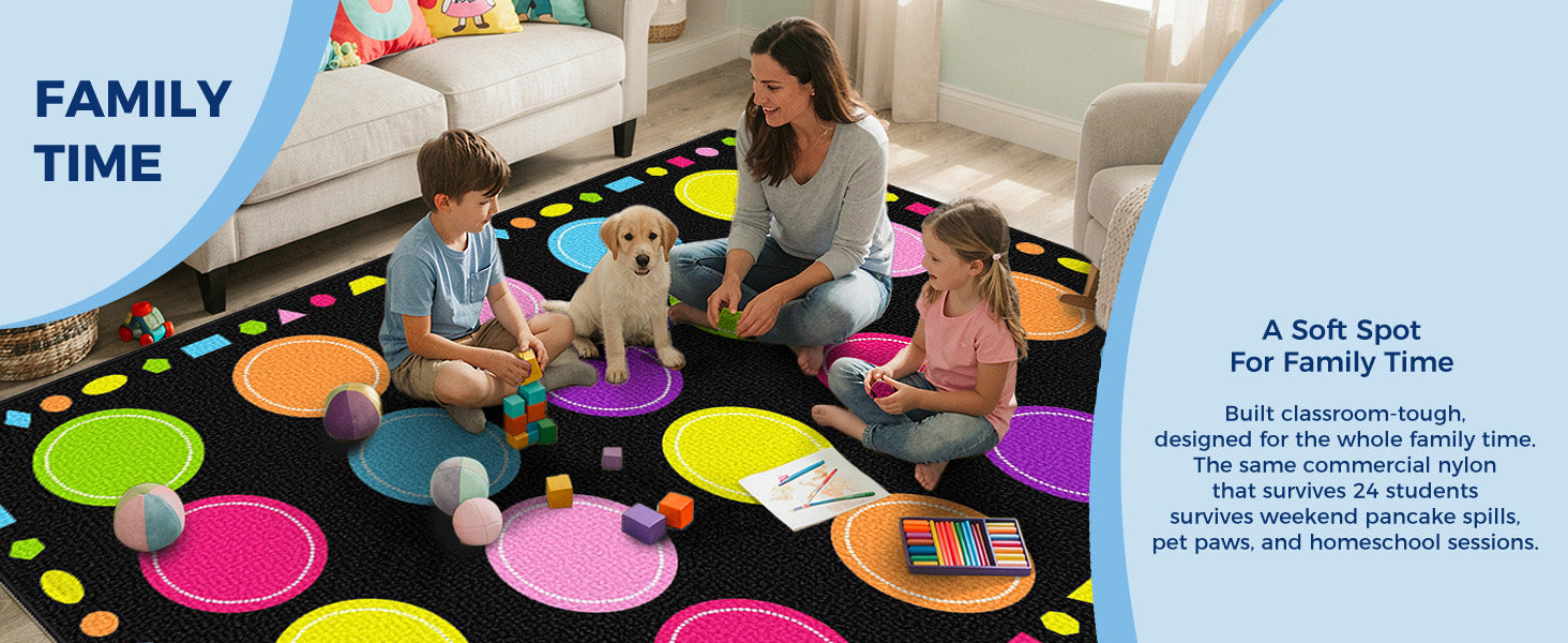 20-Seat Macaron Dot Classroom Rug classroom rug scene image 5