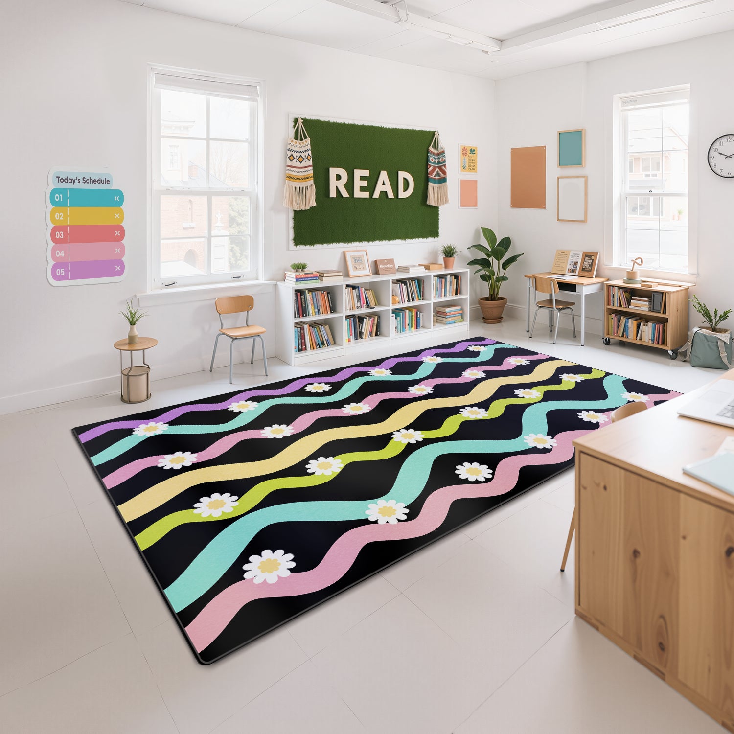 Classroom Rug Stain Resistance Wave Pattern By Booooom Jackson