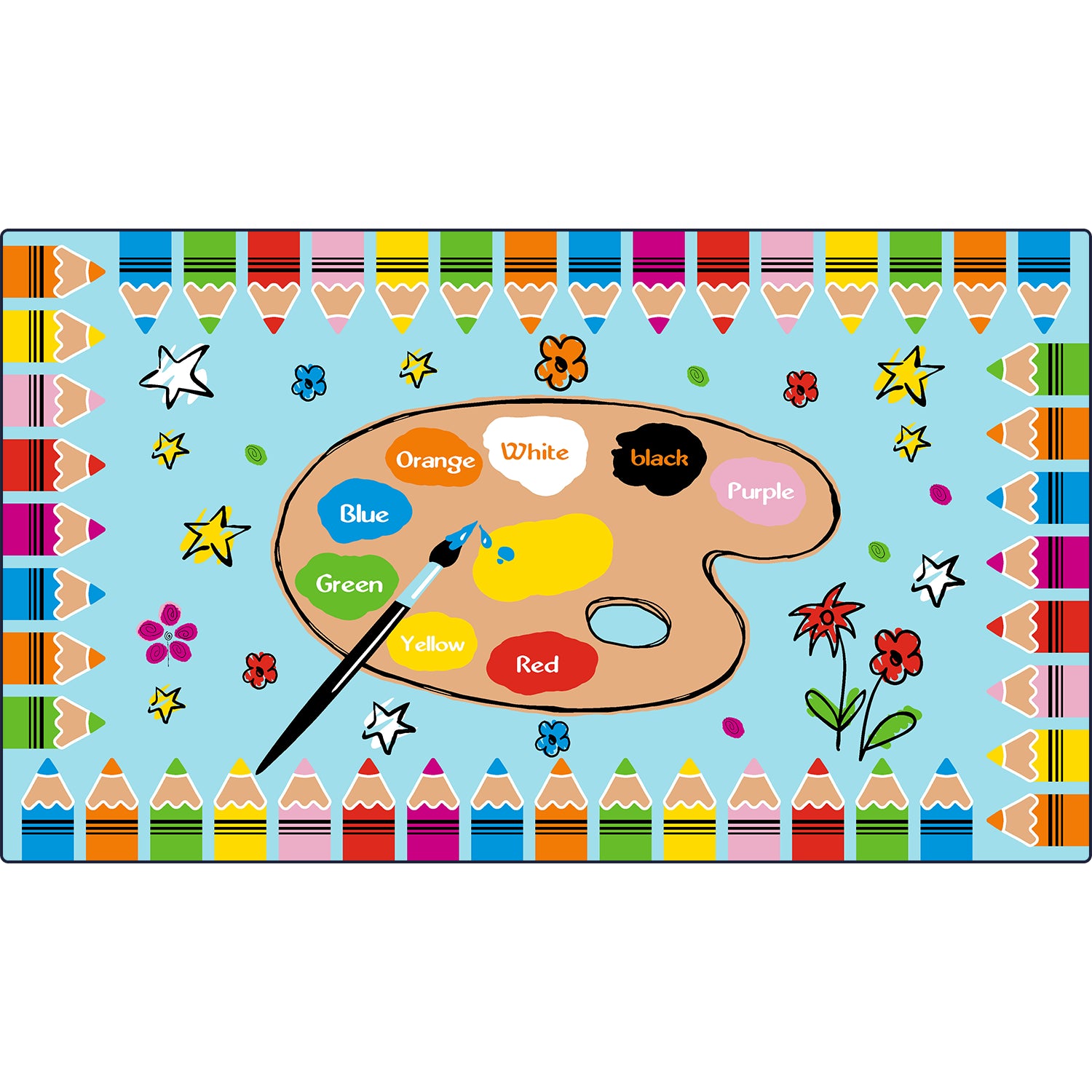 Classroom Rug Stain Resistance Non-Slip Colorful Crayons By Booooom Jackson