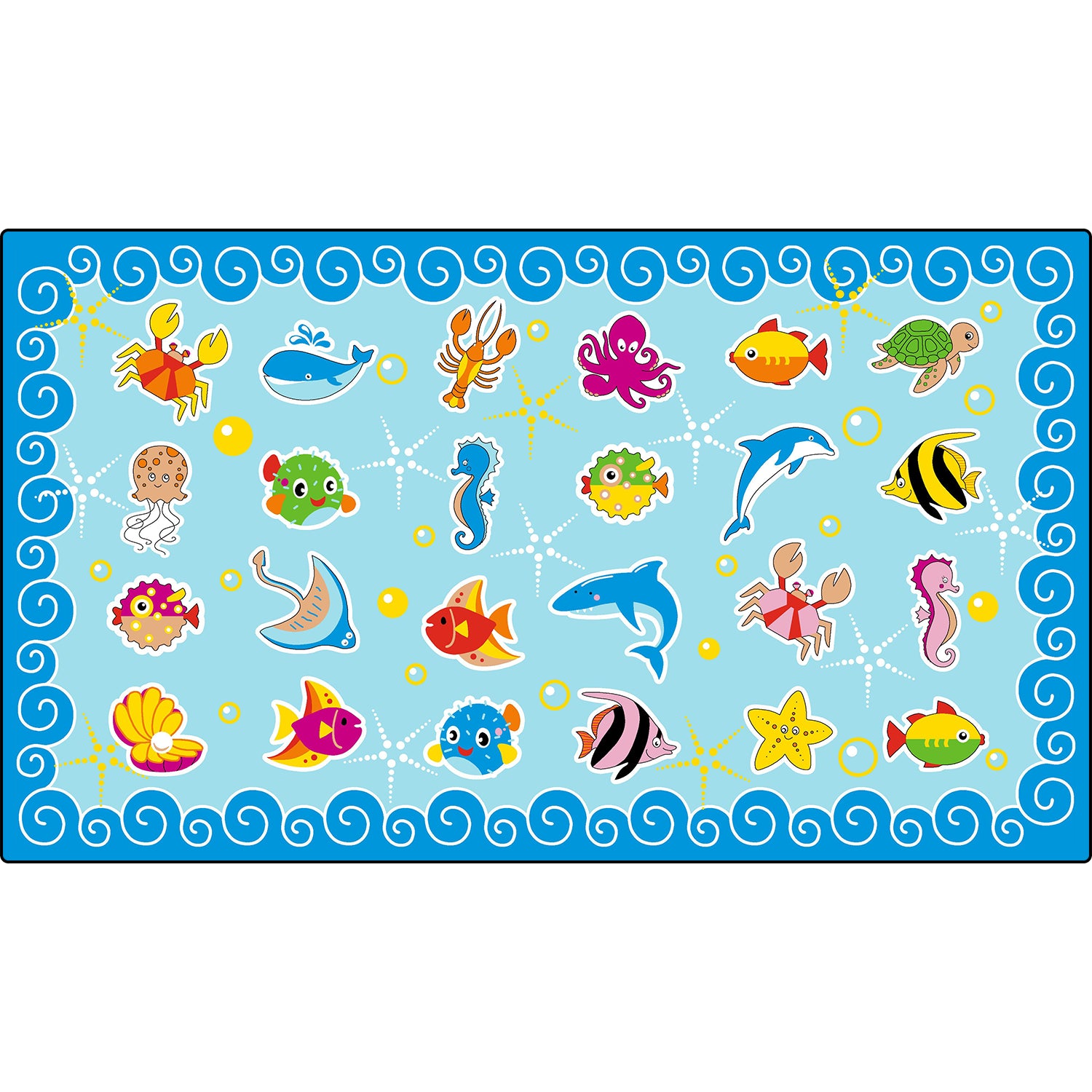Classroom Rug Stain-Resistant Ocean Animals By Booooom Jackson