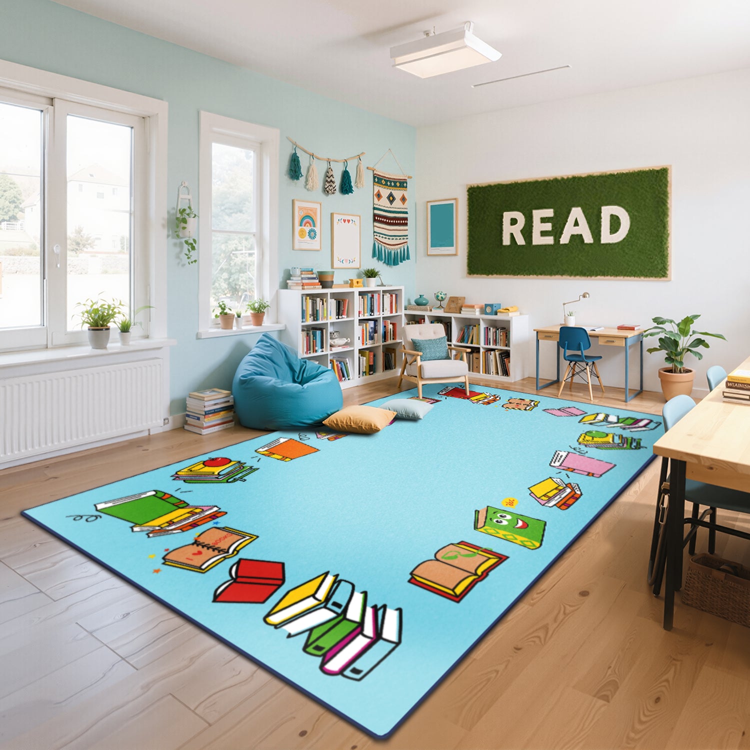 Classroom Rug Stain Resistance Book Reading By Booooom Jackson