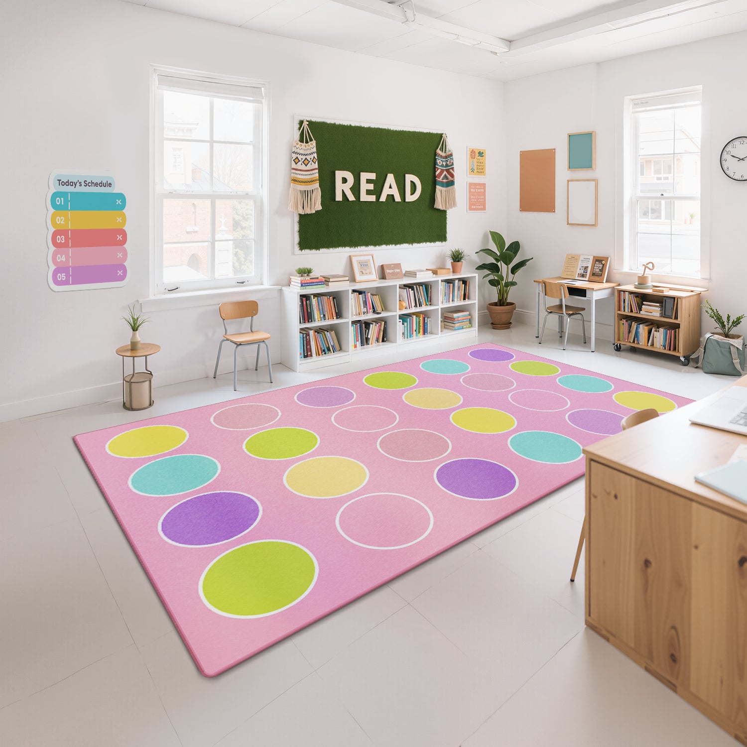 Classroom Rug Large Fade-Resistant Pink By Booooom Jackson