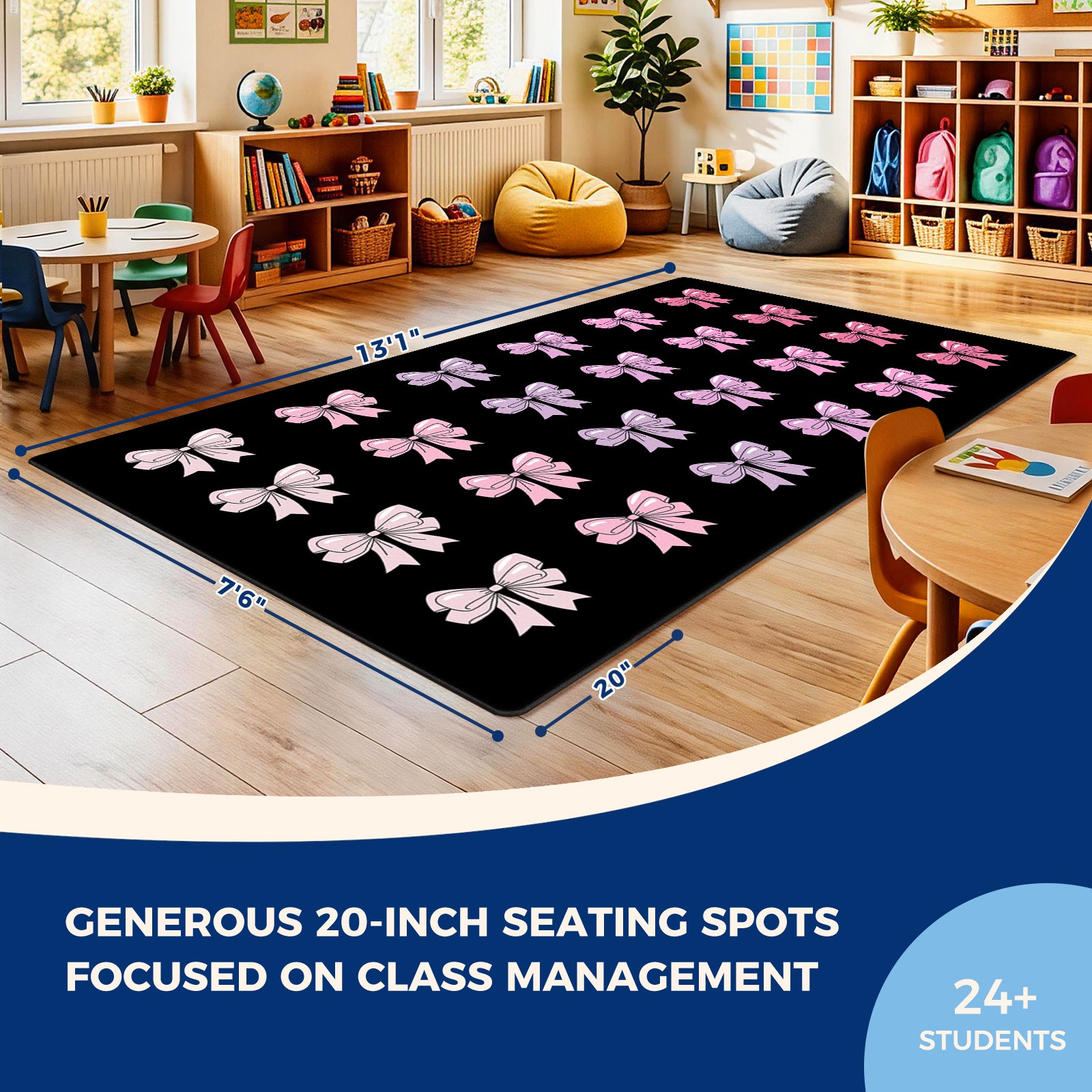 Pink Bow Classroom Rug
