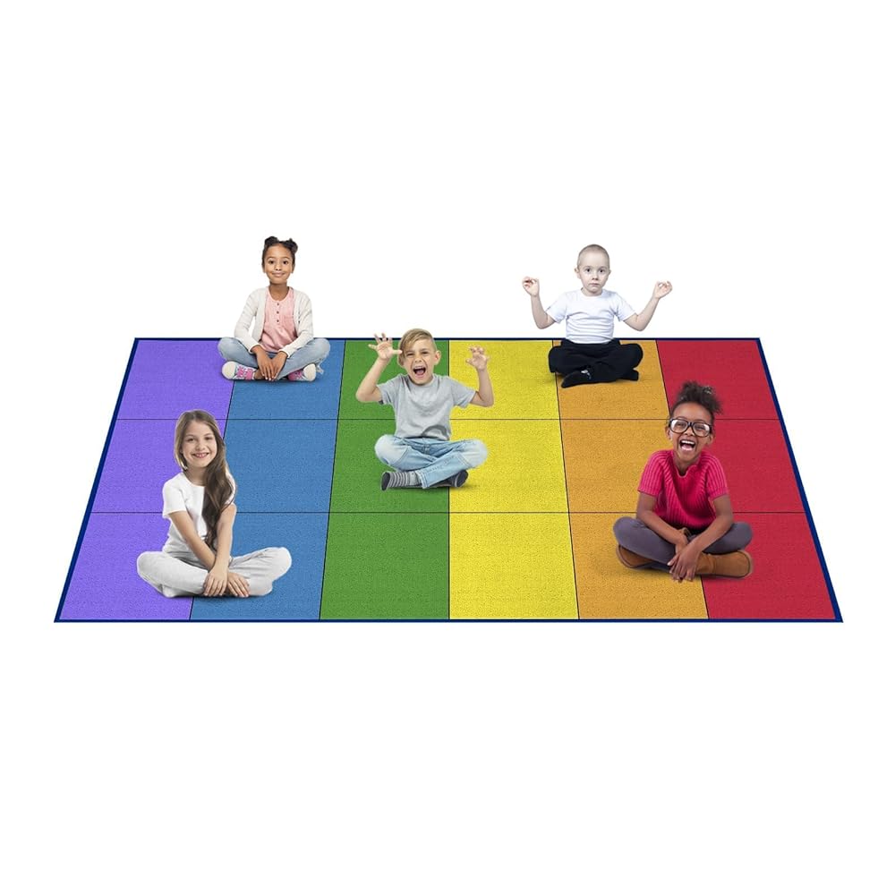 Classic Rainbow Seating Rug for Circle Time