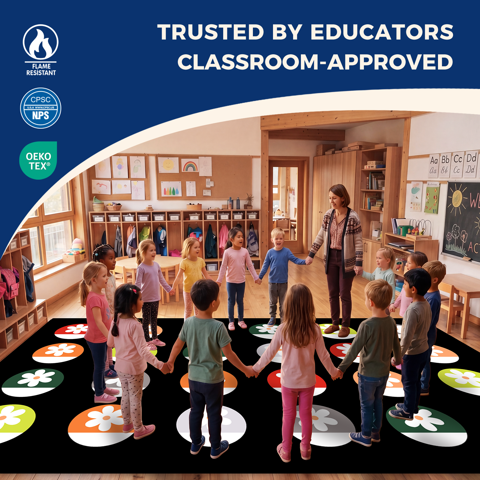 Circle Daisy Classroom Rug