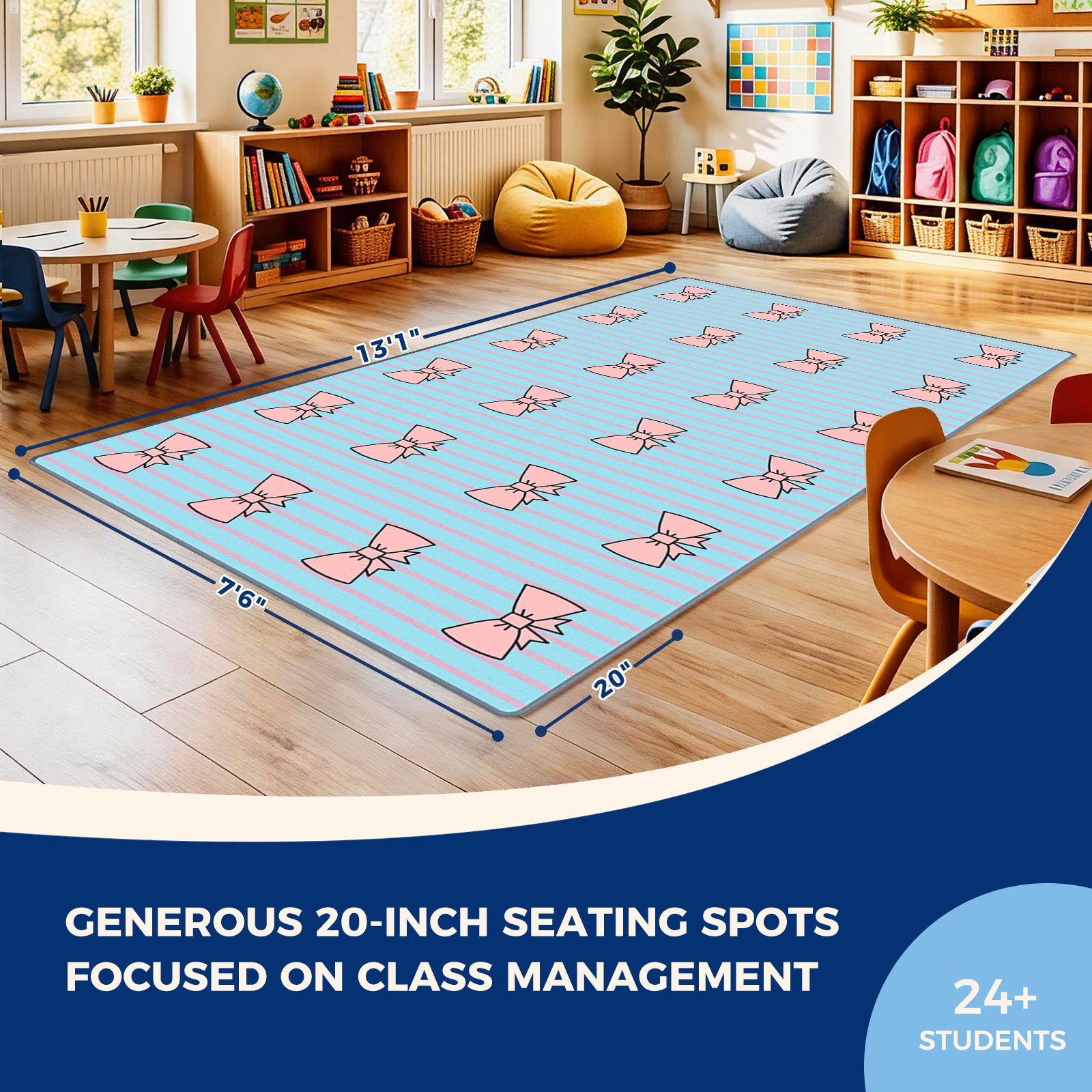 Pastel Bow Classroom Rug